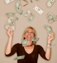 photo of lady trying to catch money