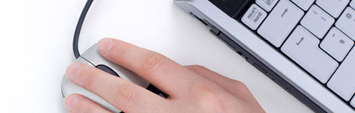 hand on computer mouse